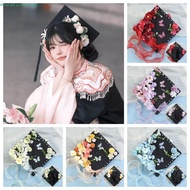 MUSEWEAR Flowers Graduation Cap, Doctor Adjustable Academic Hat with Tassels, Durable Bachelor Fring