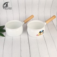 HY&amp; Milk Spoon Long Handle Pot Milk Heating Pot Enamel Heating Milk Pot Baby food pot Stewed Milk Stewed Instant Noodles