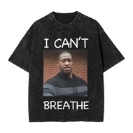I can't breathe George Floyd men's and women's fashionable hip-hop washed cotton T-shirt