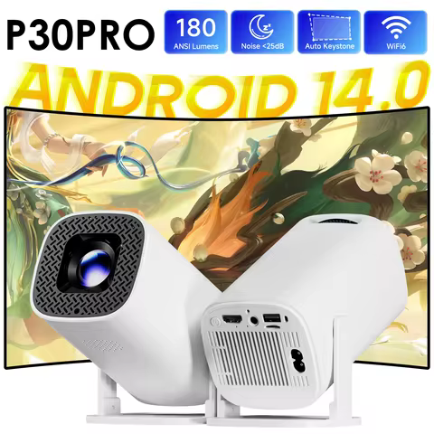 HONGTOP P30PRO Smart Mini Projector 4K 1280x720P Resolution Android 14 WiFi6 BT 5.0 Smart Home Cinem