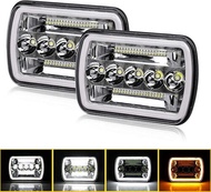 ANMINGPU ไฟหน้ารถ LED 5X7Inch 7X6Inchลำแสงสูง-ต่ำ Halo DRL ไฟขับรถสำหรับ Jeep Cherokee XJ Wrangler Y