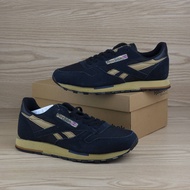 Reebok Classic Leather Navy Black Gold Casual Shoes Made In Vietnam