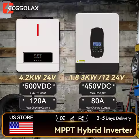 ECGSOLAX 1.8KW 3KW 4.2KW Hybrid Solar Inverter 24V 220Vac Pure Sine Wave Hybrid Inverter With MPPT 8
