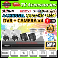 DAHUA Smart Dual Light Audio 5MP 🌟4-CHANNEL🌟 Full HD 1620P CCTV 4CH DVR and Camera Package