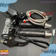4-in-1 Oval Tube Brake Master Package + Scale Handgrip + Chrome Handlebar Jalu + 95Cm Universal Moto