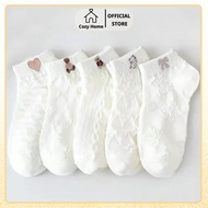 Soft Knitted Women's Socks COZY Lovely Korean Style COZY White Short Socks