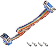 uxcell IDC Rainbow Wire Flat Ribbon Cable DB9 Male to DB9 Female Connector 2.54mm Pitch 11.8inch Len