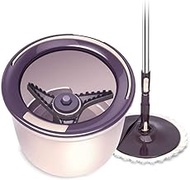 WSJTT Deluxe 360 Spin Mop &amp; Bucket Floor Cleaning System Included,Double Drive Rotary Mop,Single Barrel Rotation Hands Free Hand Pressing Household Dry Mop,Microfiber Mop Cloth