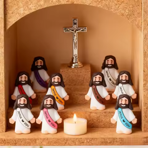 10/60pcs Mini Jesus Decorations Cartoon Statue Set for Holiday Party Scene Decor Festive Room Figuri