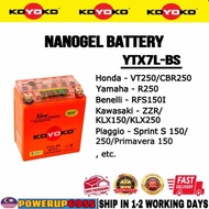 YTX7L-BS YTX7L BTX7 KOYOKO NANOGEL BATTERY BATERI GEL RFS150 I CBR250 R KLX 150 250 ZZR SPRINT PRIMA