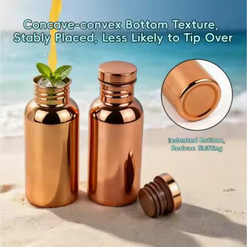 Vintage Embossed Copper Water Bottle 500ml Handmade Copper Drink Container Leak Proof For Home Gift