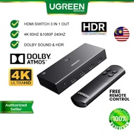 UGREEN HDMI 2.0 Switch 3 in 1 Out 4K60Hz 1080P 240Hz Dolby Remote Control Converter Splitter Switche