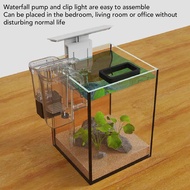 Betta Fish Tank Desktop Aquarium Kit 3 in 1 Transparent Waterfall Pump for Office