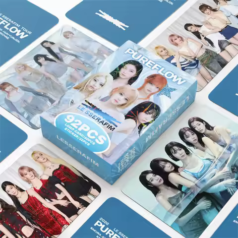 92Pcs/Set Small Card LESSERAFIM Album PUREFLOW Peripheral Photo Card Sticker LOMO Card Fan Collectio