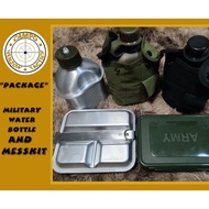 Water Canteen Bottle and Messkit Package plastick and aluminum