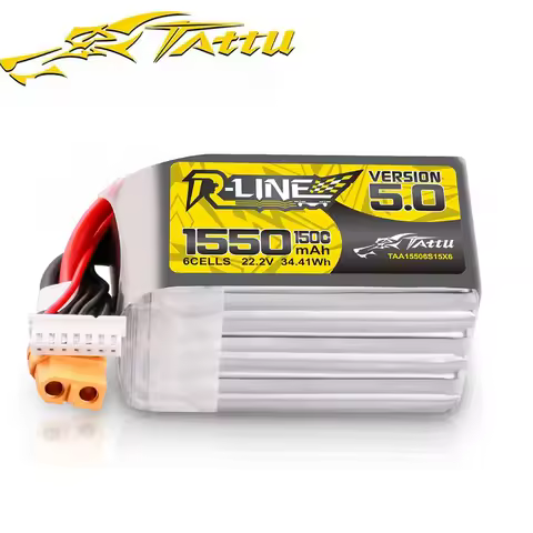 TATTU R-LINE 5.0 22.2V 1550mAh 6S 150C LiPo Battery For RC Helicopter Quadcopter FPV Racing Drone Wi