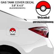 Gas Tank Cover Decal Car Sticker - Pokeball Car Sticker Decal UNLEADED Black Red White Waterproof