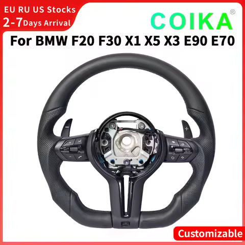 COIKA Black Chrome M Sport Wheel For BMW E90 E87 E84 F30 F34 F80 F15 F22 F10 F07 Perforated Leather
