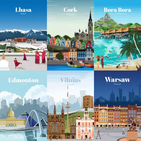 5D Diy Diamond Painting Personalized Cities Around The World Full Rhinestone Mosaic Embroidery Cross