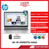 HP-15-FD0617TU-GOLD-INTELCORE5-120U,8GBR4,512GBSSD,INTELIRIS,15.6"FHD,W1164,2YRS,H&S