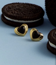 Vetiver Pearl New Black heart cookies earrings