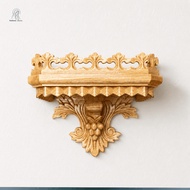 High Quality Wall Mounted Pomu Wood Bordered Flower Shelf | Beautiful Carved Wooden Stand | Natural 