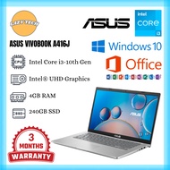 LAPTOP ASUS VIVOBOOK A416J - INTEL CORE I3-10TH GEN WITH 4GB RAM AND 240GB SSD