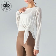 alo yoga Clothes for Women yoga Loose Fit Split Gym Shirt Long Sleeve Quick-Dry Running Sports Light