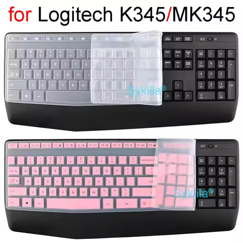 K345 Keyboard Cover for Logitech MK345 K345 Protective Protector Skin Case Black Clear Pink Silicone
