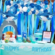 83pcs Ocean Theme Balloon Party Set Large Shark Aluminum Film Balloon Latex Balloon Creative Garland Arch Baby Shower Kids Birthday Party Balloon Set Happy Birthday SceneDecoration