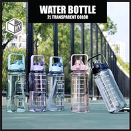 MYB 2000ml Reminder water bottle with straw scale big bottle 2Liter gym bottle sport water bottles