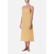 PRELOVED Beyond The Vines BtV Yellow Linen Basic Sleeveless Spaghetti Strap Midi Dress Fashion Women