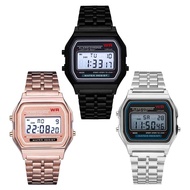 Male Female Student LED Electronic Watch Steel Band Harajuku Style Fashion Multi-Function LED Watch