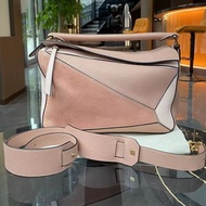 Loewe全皮拼色puzzle斜挎幾何包
