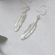 羽毛 | 垂墜耳環 925純銀 K金 立體 手工銀飾 情人禮物