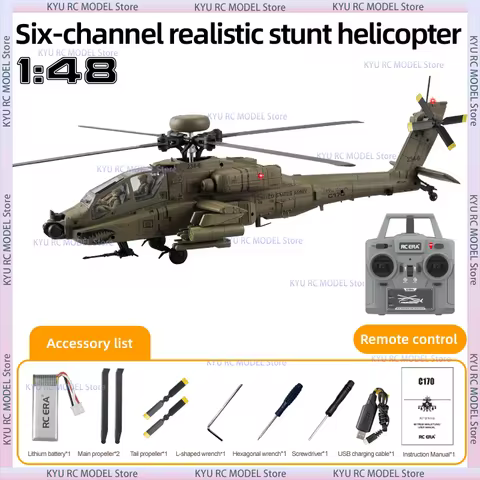 RC ERA AH 64D Apache RC Helicopter C170 Six Channel Single Rotor No Aileron Intelligent Stunt 1 48 S