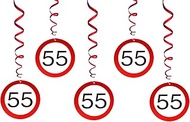 WenmthG Funny 55th Birthday Banner - Garland Decoration 55th Birthday Woman Man - Traffic Sign Party