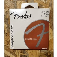 Fender 010-048 60XL Acoustic Guitar String Extra Light Tali Gitar Akustik Cable String Phosphor Bron