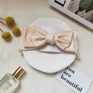 Folded Ribbon Hair Clip Bow Barrete Clip with Pearl Elegant Korean Style Women Hair Accessories Ribe