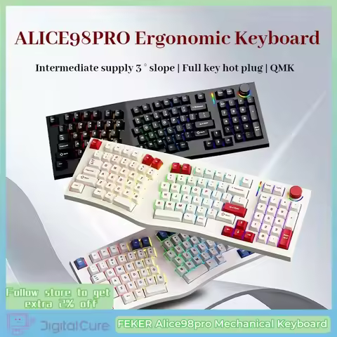Feker Alice98pro Mechanical Keyboard Alien Ergonomic Slope Full Key Hot Swappable Rgb Lighting Origi