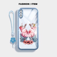 YBD Casing For Samsung Galaxy A50 A50S A30S A307 A03S A02S M02S A025 A307 INS Butterfly Flowers Stra