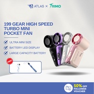 ATLAS【TRIMO】Last Up to 22Hours 199 Speed Fan Portable Handheld Fan 6000mAh PF-001 Mini USB Kipas Pok
