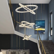 Modern 6 Rings 70cm 27.5in Large Crystal Chandelier Pendant Lighting LED Ceiling Light Fixtures Contemporary Chandeliers Ceiling Lamp Adjustable Stainless Steel Hanging Lights for Restaurant Dinning Room Kitchen Island Bedroom Hallway Living Room Hotel