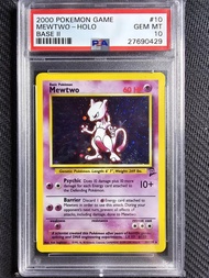 Thẻ PSA 10 Mewtwo Holo 10/130 - 2000 Base Set 2 Pokemon Game Card WOTC Rare Low Pop TCG 1459 d7 NF4