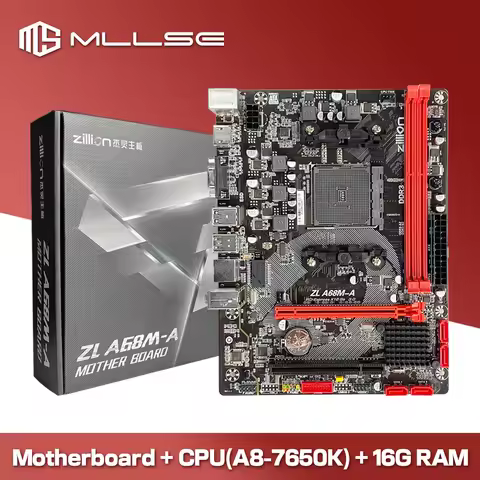 MLLSE New ZL A68M-A Motherboard With Combo Kit Set CPU A8-7650K RAM*1 DDR3 16GB 1600MHz Desktop Memo