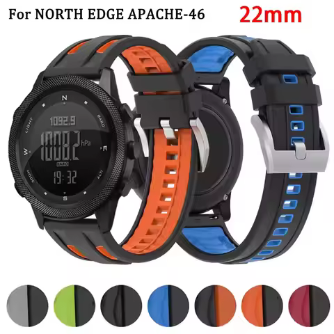 Silicone 22mm Watchband For NORTH EDGE APACHE-46 Sports Wristband Accessories For APACHE-46 Replacem