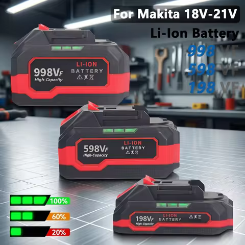 198VF 598VF 998VF 18V 21V High Capacity Rechargeable Lithium Ion Battery for Makita Power Tool Repla