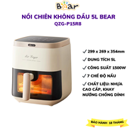 Nồi chiên không dầu Bear QZG-J15M1 Dung tích 5 lít Công suất 1500W dòng cơ Tháo rời BH 18 Tháng