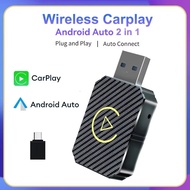 2 in 1 Wireless CarPlay Adapter&Android Mini Auto Wireless Adapter, 5Ghz WiFi Type-C/USB Plug & Play