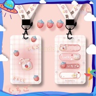 ✨ iLado ✨ Card holder lanyard name tag holder name card tag cute 3D Pink theme office card anime lanyard School card holder with lanyard birthday gift tag coin card holder mrt stationery holder id lanyard lanyard strap for card